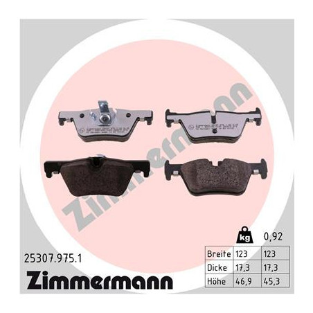 ZIMMERMANN 25307.975.1 Brake Pads Set Rear for