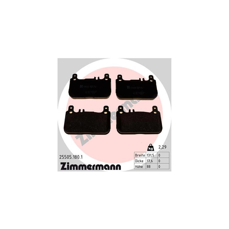 ZIMMERMANN 25505.180.1 Pastiglie freno Anteriore per