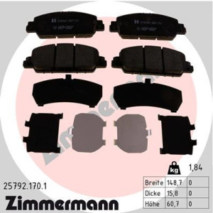ZIMMERMANN 25792.170.1 Plaquettes de frein Avant pour