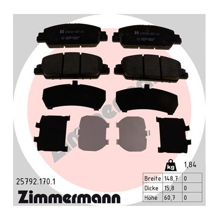 ZIMMERMANN 25792.170.1 Bremsbeläge Vorne für