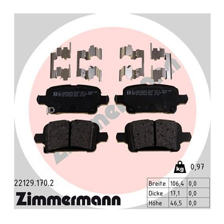 ZIMMERMANN 22129.170.2 Brake Pads Set Rear for