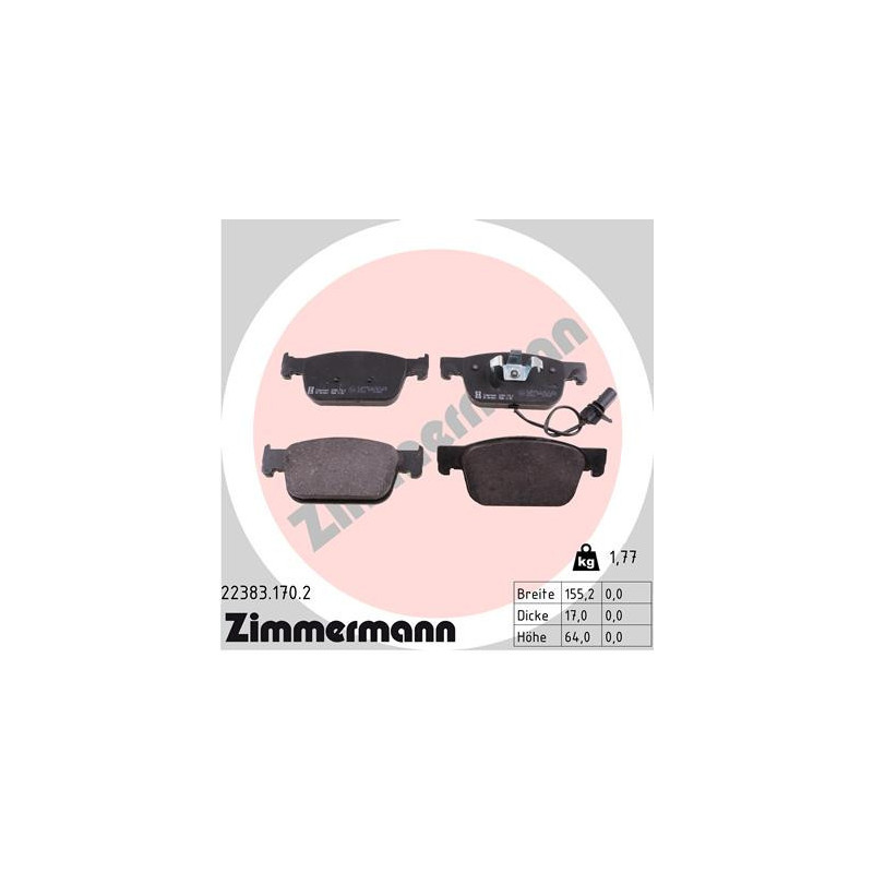 ZIMMERMANN 22383.170.2 Pastillas de freno Delantero para