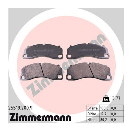 ZIMMERMANN 25519.200.9 Klocki hamulcowe Przód dla
