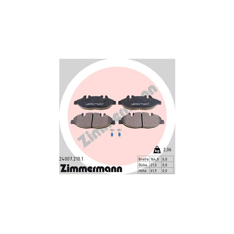ZIMMERMANN 24007.210.1 Plaquettes De Frein
