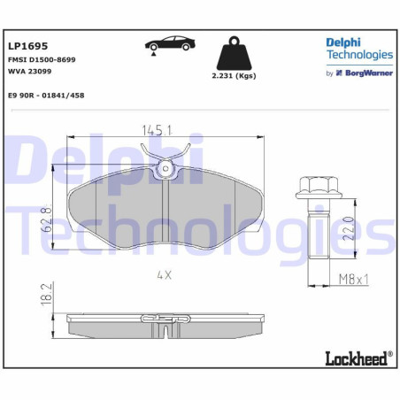 DELPHI LP1695 Brzdové platničky Predné pre