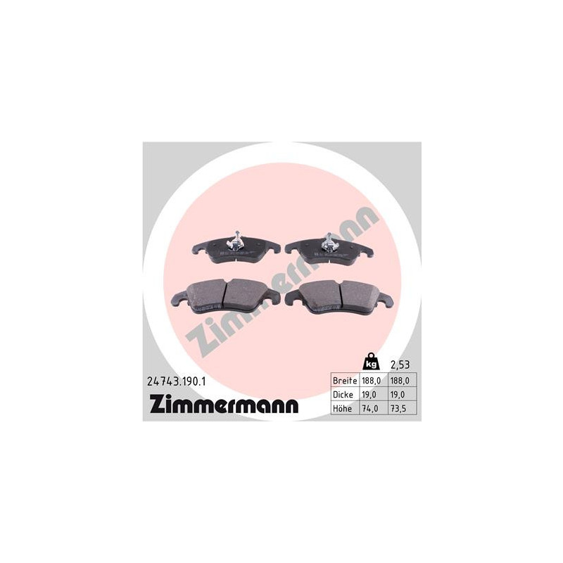 ZIMMERMANN 24743.190.1 Bremsbeläge