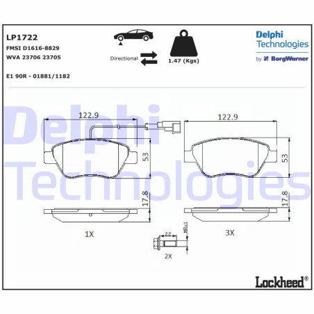 DELPHI LP1722 Brzdové platničky Predné pre