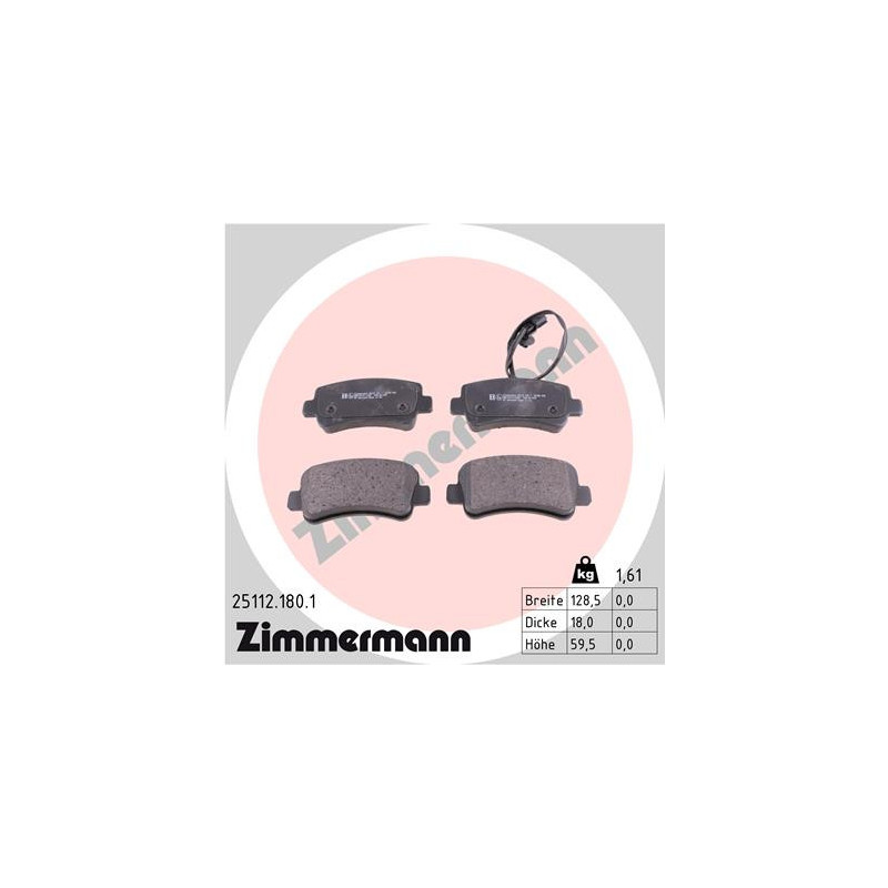 ZIMMERMANN 25112.180.1 Klocki hamulcowe