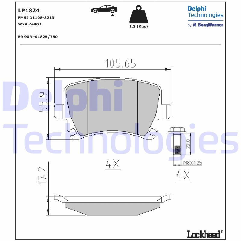 DELPHI LP1824 Plaquettes de frein Arrière pour