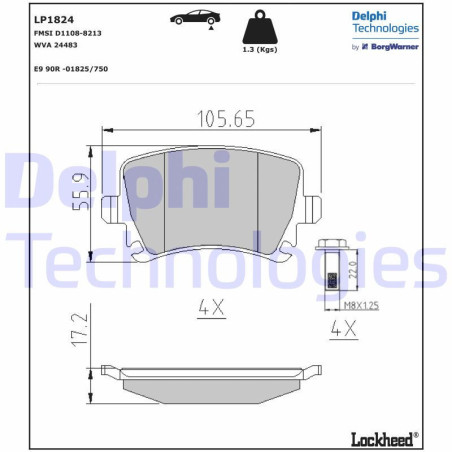 DELPHI LP1824 Plaquettes de frein Arrière pour