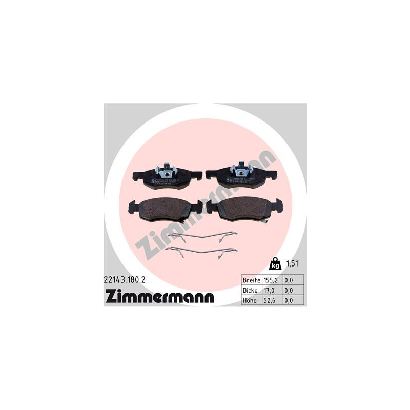 ZIMMERMANN 22143.180.2 Bremsbeläge