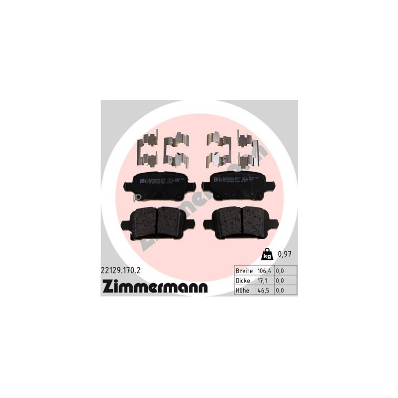 ZIMMERMANN 22129.170.2 Brake Pads