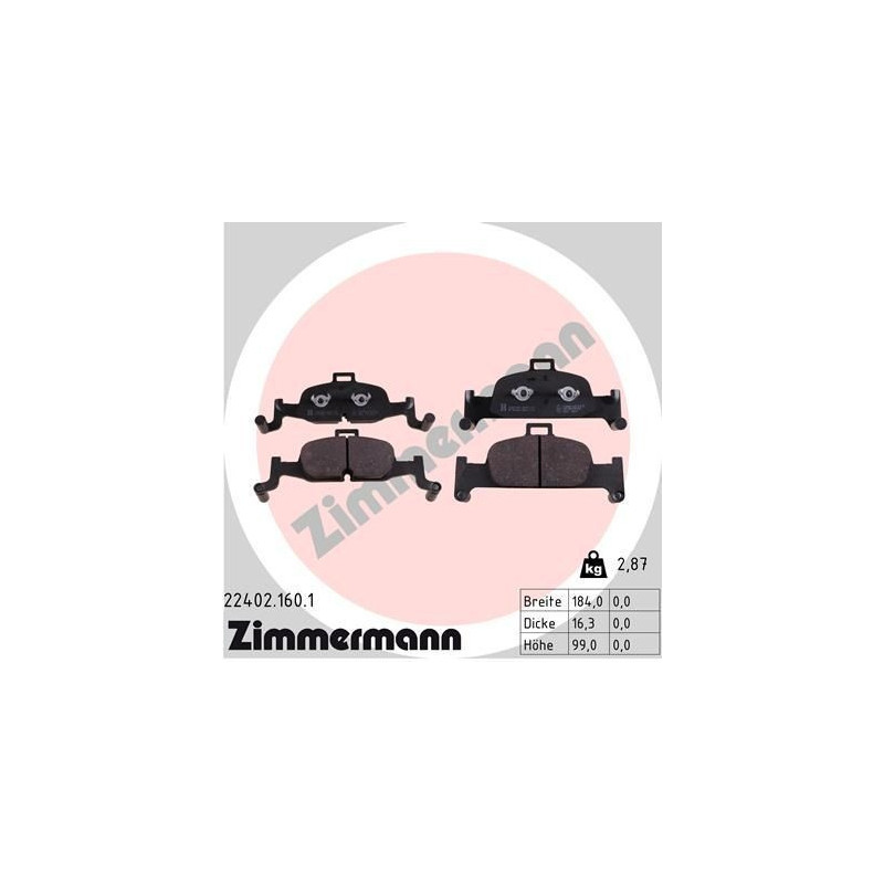 Brzdové platničky Predné pre Audi A4 A5 A6 Q5 ZIMMERMANN 22402.160.1