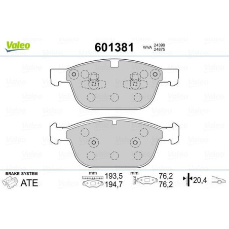 Pastiglie freno Anteriore per Volvo XC60 XC90 VALEO 601381