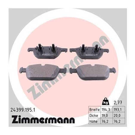 Klocki hamulcowe Przód dla Volvo XC60 XC90 ZIMMERMANN 24399.195.1