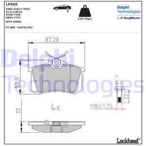 DELPHI LP565 Pastillas de freno Trasero para