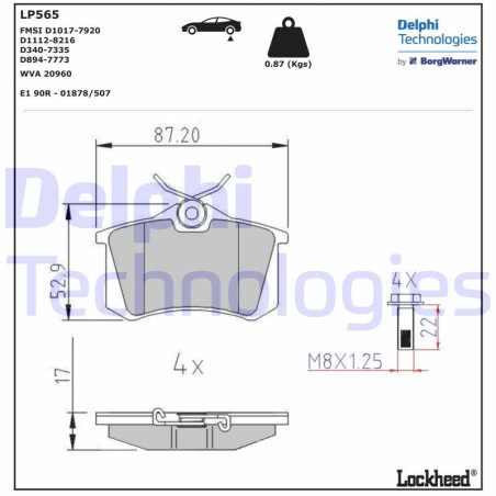 DELPHI LP565 Brzdové platničky Zadné pre