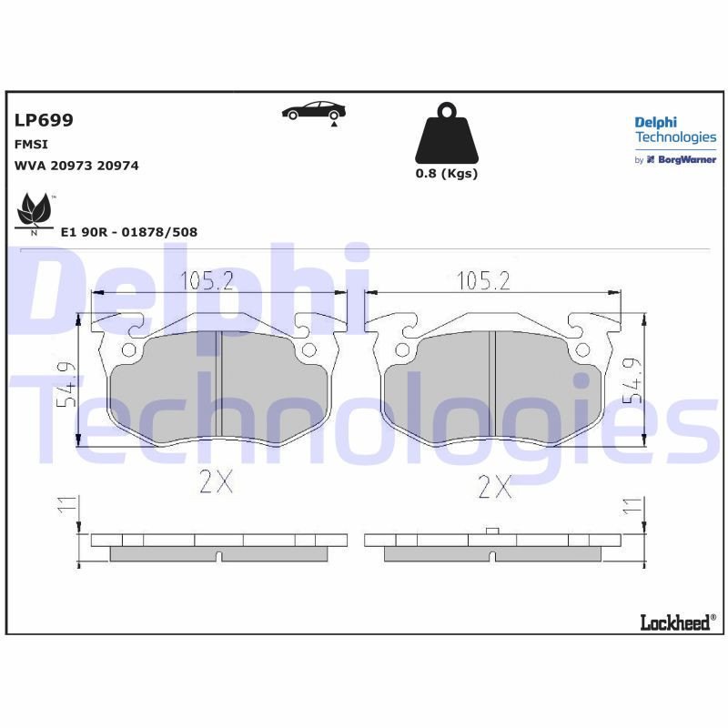 DELPHI LP699 Brake Pads Set Rear for
