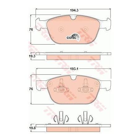 Klocki hamulcowe Przód dla Volvo XC60 XC90 TRW GDB1821