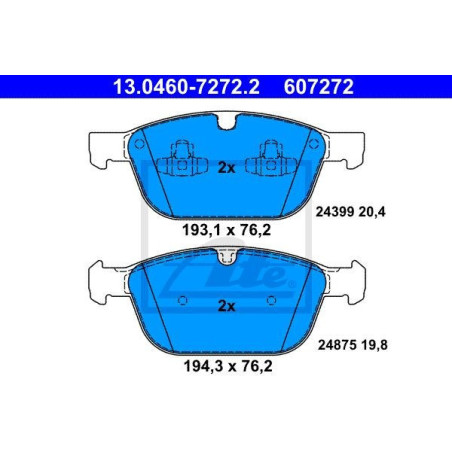 ATE 13.0460-7272.2 Brake Pads Set Front for Volvo XC60 XC90
