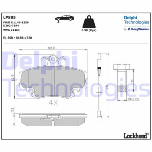 DELPHI LP885 Brzdové platničky Predné pre