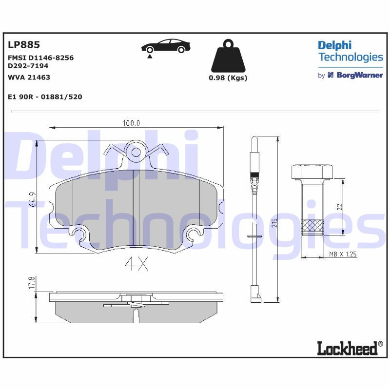 DELPHI LP885 Bremsbeläge Vorne für