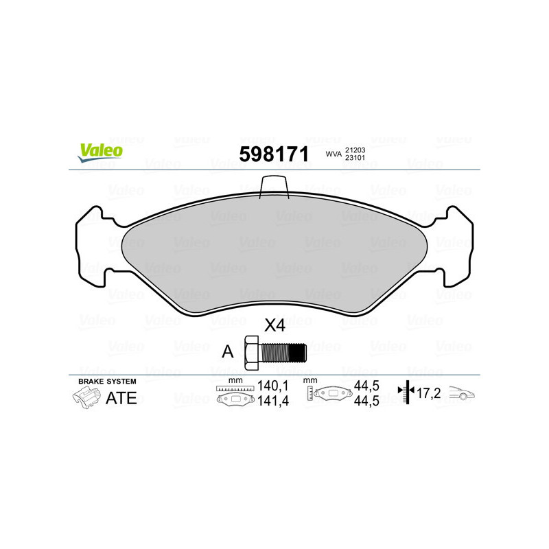 VALEO 598171 Klocki hamulcowe Przód dla