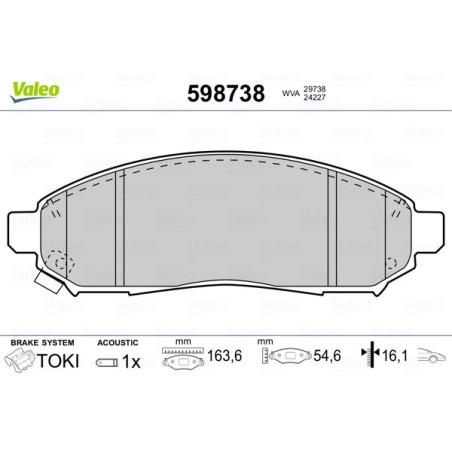 VALEO 598738 Klocki hamulcowe Przód dla