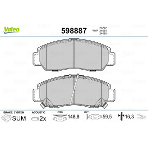 VALEO 598887 Brzdové destičky Přední pro