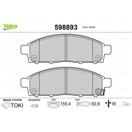 VALEO 598893 Klocki hamulcowe Przód dla