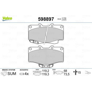 VALEO 598897 Pastiglie freno Anteriore per