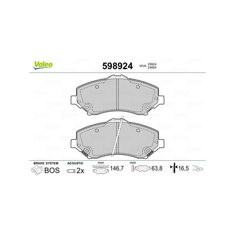 VALEO 598924 Klocki hamulcowe Przód dla