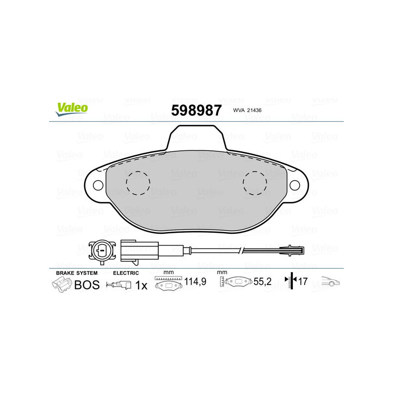 VALEO 598987 Pastiglie freno Anteriore per