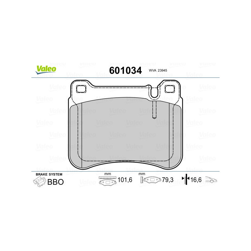 VALEO 601034 Plaquettes de frein Avant pour