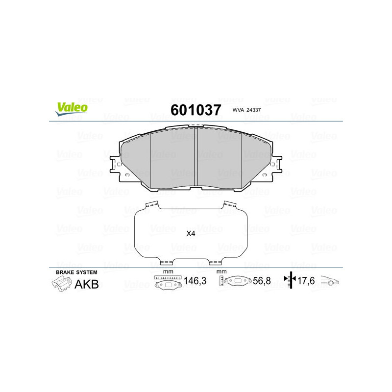 VALEO 601037 Klocki hamulcowe Przód dla