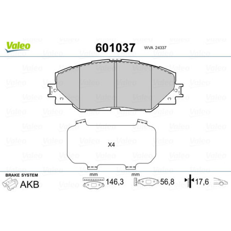 VALEO 601037 Klocki hamulcowe Przód dla