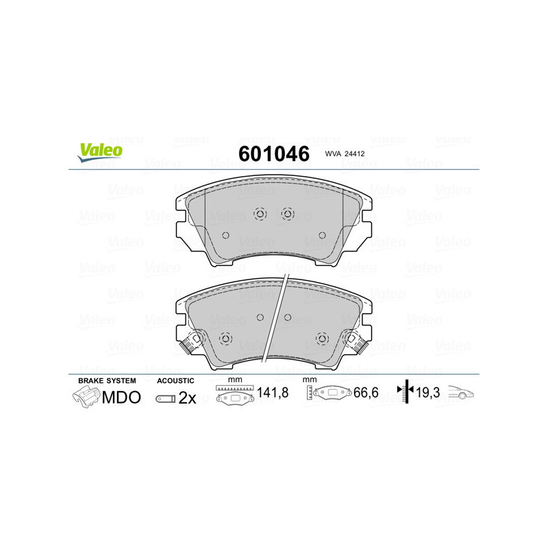 VALEO 601046 Brzdové destičky Přední pro