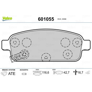 VALEO 601055 Pastillas de freno Trasero para