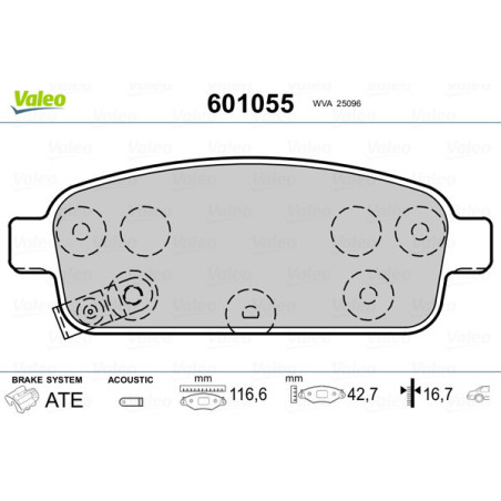 VALEO 601055 Bremsbeläge Hinten für
