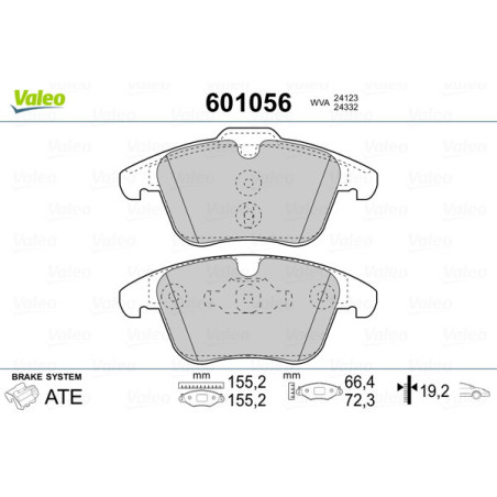 VALEO 601056 Brzdové destičky Přední pro