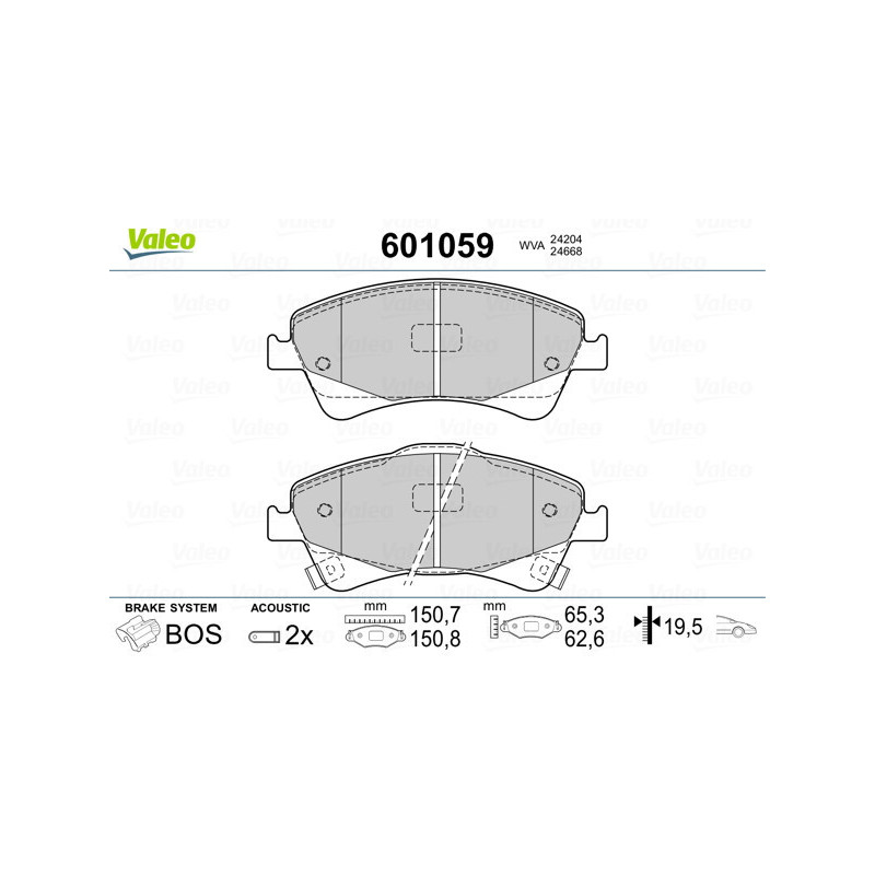 VALEO 601059 Pastiglie freno Anteriore per