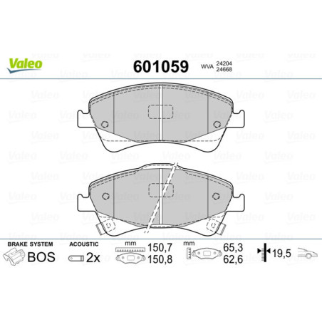 VALEO 601059 Plaquettes de frein Avant pour