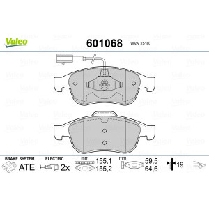 VALEO 601068 Pastiglie freno Anteriore per