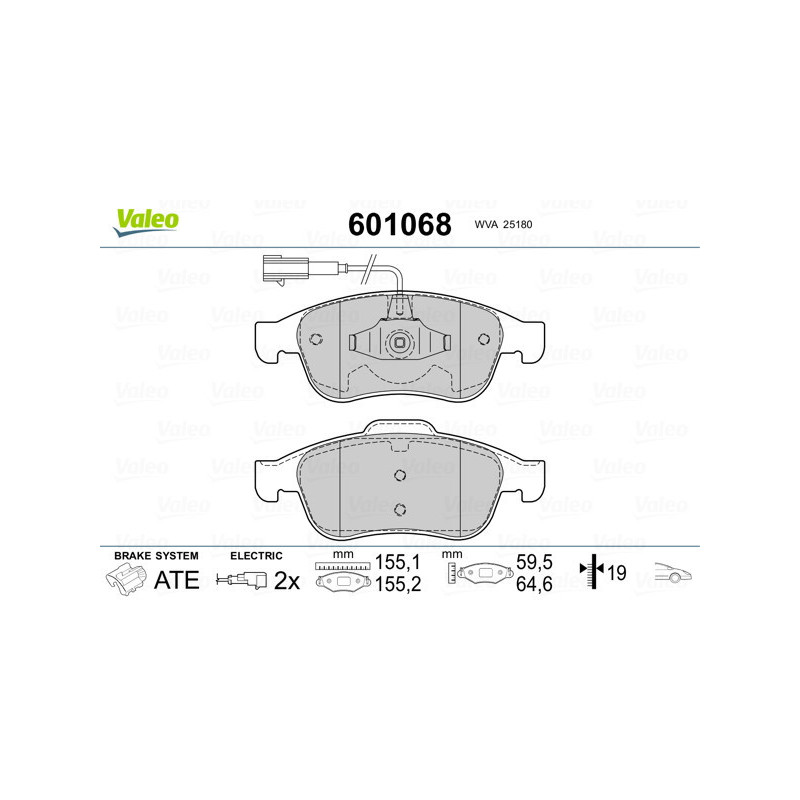 VALEO 601068 Brake Pads Set Front for