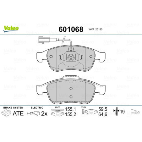 VALEO 601068 Plaquettes de frein Avant pour