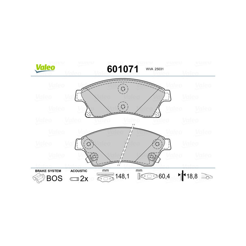 VALEO 601071 Plaquettes de frein Avant pour