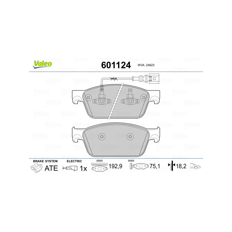 VALEO 601124 Brake Pads Set Front for