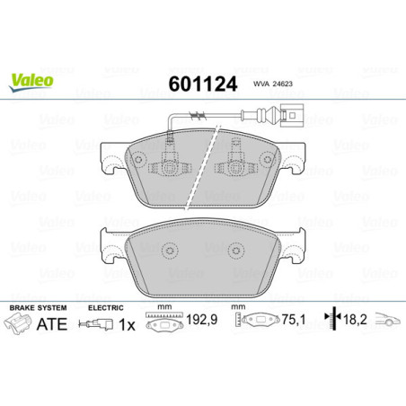 VALEO 601124 Plaquettes de frein Avant pour