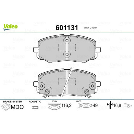 VALEO 601131 Klocki hamulcowe Przód dla
