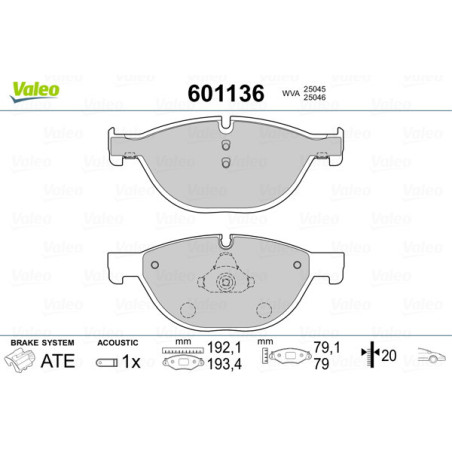 VALEO 601136 Klocki hamulcowe Przód dla